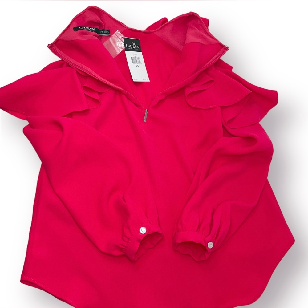 Lauren Ralph Lauren Ruffled Cold Shoulder Blouse - Picture 5 of 8